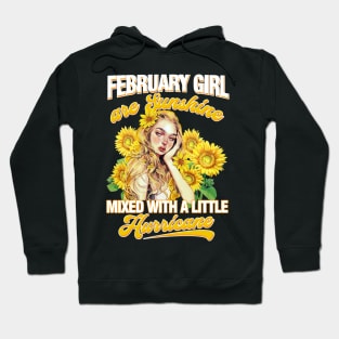 February Girl Sunshine Mixed Hurricane Shirt Cancer Leo Birthday Hoodie